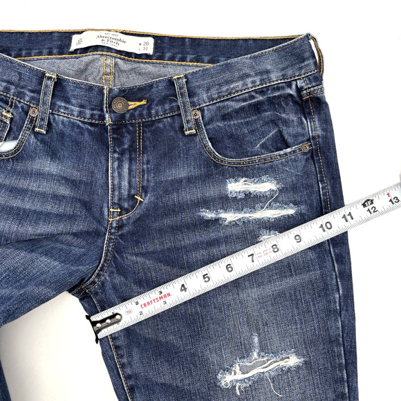 2016 Abercrombie & Fitch EMMA Medium Wash Distressed Bootcut Denim Jeans 31x29" - Picture 11 of 15